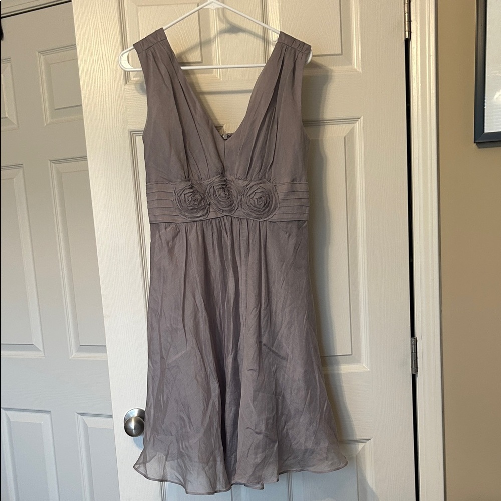 The Limited Taupe Midi Dress with Floral Accents